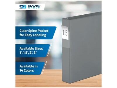 Davis Group Premium Economy 1 1/2" 3-Ring Non-View Binders, D-Ring, Gray, 6/Pack (2302-07-06)