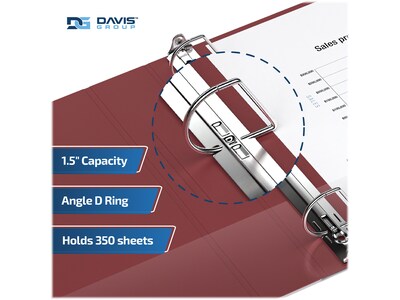 Davis Group Premium Economy 1 1/2" 3-Ring Non-View Binders, D-Ring, Burgundy, 6/Pack (2302-08-06)