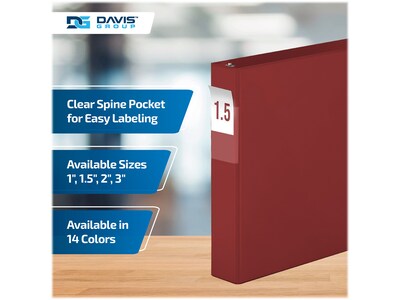 Davis Group Premium Economy 1 1/2" 3-Ring Non-View Binders, D-Ring, Burgundy, 6/Pack (2302-08-06)