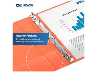 Davis Group Premium Economy 1 1/2" 3-Ring Non-View Binders, D-Ring, Orange, 6/Pack (2302-19-06)