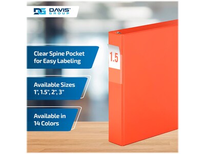 Davis Group Premium Economy 1 1/2" 3-Ring Non-View Binders, D-Ring, Orange, 6/Pack (2302-19-06)