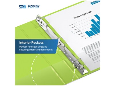 Davis Group Premium Economy 1 1/2" 3-Ring Non-View Binders, D-Ring, Lime Green, 6/Pack (2302-24-06)