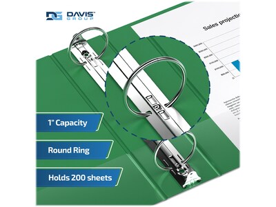 Davis Group Easyview Premium 1" 3-Ring View Binders, Green, 6/Pack (8411-04-06)