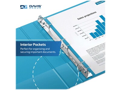 Davis Group Easyview Premium 5" 3-Ring View Binders, D-Ring, Turquoise Blue, 4/Pack (8407-52-04)