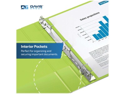 Davis Group Easyview Premium 5" 3-Ring View Binders, D-Ring, Lime Green, 4/Pack (8407-24-04)