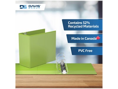 Davis Group Easyview Premium 5" 3-Ring View Binders, D-Ring, Lime Green, 4/Pack (8407-24-04)