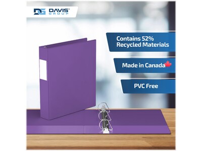 Davis Group Premium Economy 1 1/2" 3-Ring Non-View Binders, D-Ring, Purple, 6/Pack (2302-69-06)