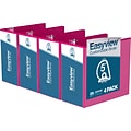 Davis Group Easyview Premium 5 3-Ring View Binders, D-Ring, Pink, 4/Pack (8407-43-04)