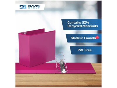 Davis Group Easyview Premium 5" 3-Ring View Binders, D-Ring, Pink, 4/Pack (8407-43-04)