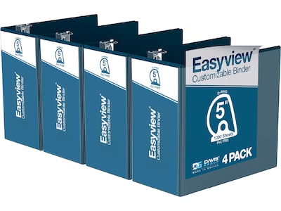 Davis Group Easyview Premium 5 3-Ring View Binders, D-Ring, Navy Blue, 4/Pack (8407-72-04)