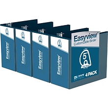 Davis Group Easyview Premium 5 3-Ring View Binders, D-Ring, Navy Blue, 4/Pack (8407-72-04)