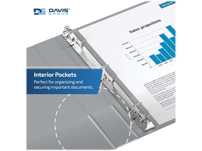 Davis Group Easyview Premium 5" 3-Ring View Binders, D-Ring, Gray, 4/Pack (8407-07-04)