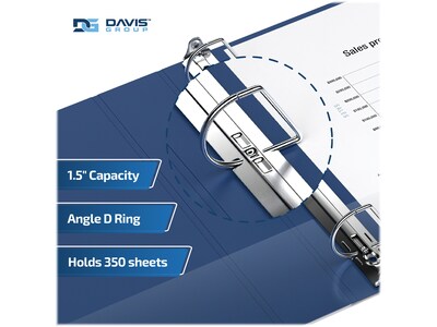 Davis Group Premium Economy 1 1/2" 3-Ring Non-View Binders, D-Ring, Royal Blue, 6/Pack (2302-92-06)