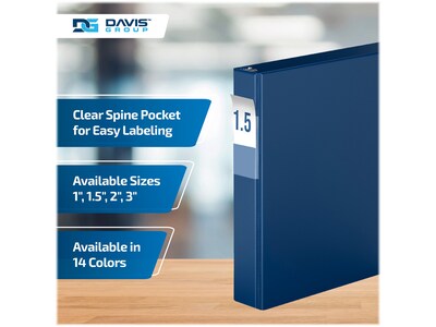 Davis Group Premium Economy 1 1/2" 3-Ring Non-View Binders, D-Ring, Royal Blue, 6/Pack (2302-92-06)