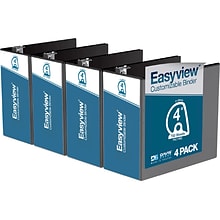 Davis Group Easyview Premium 4 3-Ring View Binders, D-Ring, Black, 4/Pack (8406-01-04)