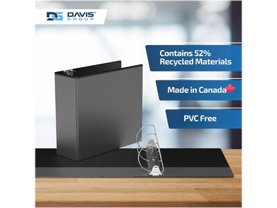 Davis Group Easyview Premium 4" 3-Ring View Binders, D-Ring, Black, 4/Pack (8406-01-04)