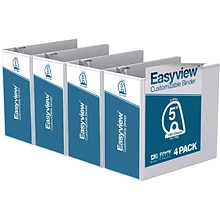Davis Group Easyview Premium 5 3-Ring View Binders, D-Ring, White, 4/Pack (8407-00-04)