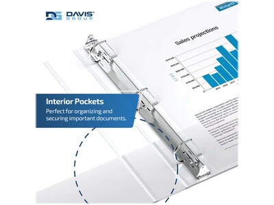 Davis Group Easyview Premium 5" 3-Ring View Binders, D-Ring, White, 4/Pack (8407-00-04)