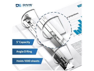 Davis Group Easyview Premium 5" 3-Ring View Binders, D-Ring, White, 4/Pack (8407-00-04)