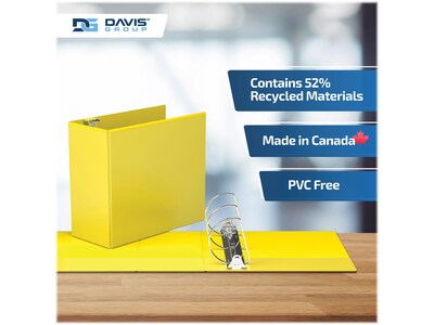 Davis Group Easyview Premium 5" 3-Ring View Binders, D-Ring, Yellow, 4/Pack (8407-05-04)