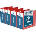 Davis Group Easyview Premium 5 3-Ring View Binders, D-Ring, Red, 4/Pack (8407-03-04)