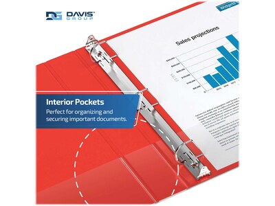 Davis Group Easyview Premium 5" 3-Ring View Binders, D-Ring, Red, 4/Pack (8407-03-04)