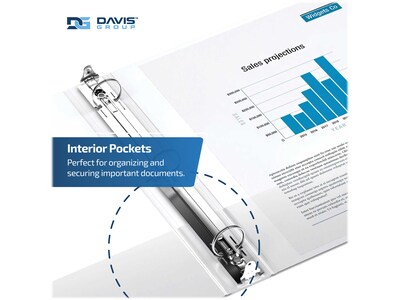 Davis Group Easyview Premium 3" 3-Ring View Binders, D-Ring, White, 6/Pack (8405-00-06)