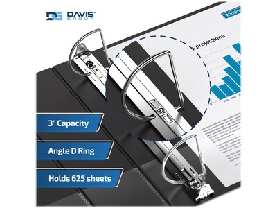 Davis Group Easyview Premium 3" 3-Ring View Binders, D-Ring, Black, 6/Pack (8405-01-06)