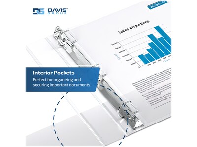 Davis Group Easyview Premium 2" 3-Ring View Binders, D-Ring, White, 6/Pack (8403-00-06)