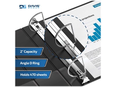 Davis Group Easyview Premium 2" 3-Ring View Binders, D-Ring, Black, 6/Pack (8403-01-06)