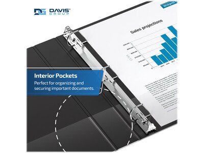 Davis Group Easyview Premium 1 1/2" 3-Ring View Binders, D-Ring, Black, 6/Pack (8402-01-06)