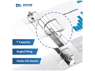 Davis Group Easyview Premium 1" 3-Ring View Binders, D-Ring, White, 6/Pack (8401-00-06)