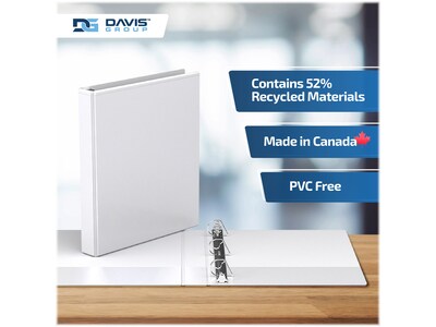 Davis Group Easyview Premium 1" 3-Ring View Binders, D-Ring, White, 6/Pack (8401-00-06)