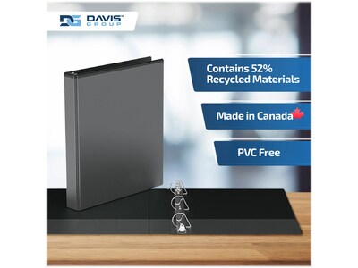 Davis Group Easyview Premium 1" 3-Ring View Binders, D-Ring, Black, 6/Pack (8401-01-06)