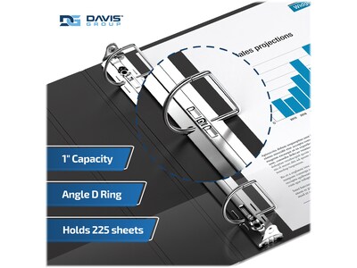 Davis Group Easyview Premium 1" 3-Ring View Binders, D-Ring, Black, 6/Pack (8401-01-06)