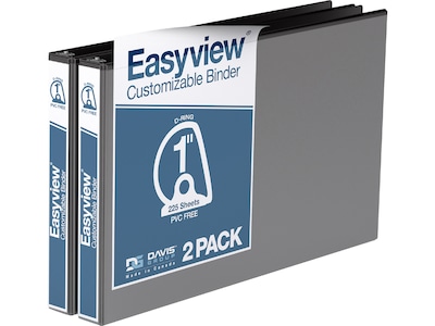 Davis Group Easyview Premium 1 3-Ring View Binders, D-Ring, Black, 2/Pack (8601-01-02)