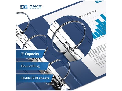 Davis Group Easyview Premium 3" 3-Ring View Binders, Royal Blue, 6/Pack (8414-92-06)