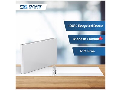 Davis Group Easyview Premium 1" 3-Ring View Binders, D-Ring, White, 2/Pack (8601-00-02)