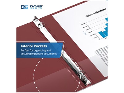 Davis Group Easyview Premium 3" 3-Ring View Binders, Burgundy, 6/Pack (8414-08-06)