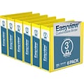 Davis Group Easyview Premium 3 3-Ring View Binders, Yellow, 6/Pack (8414-05-06)