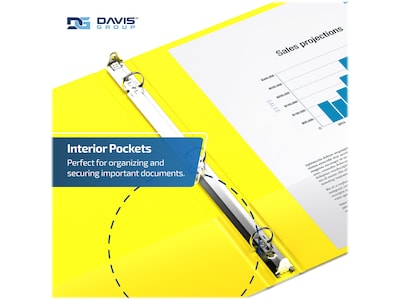 Davis Group Easyview Premium 3" 3-Ring View Binders, Yellow, 6/Pack (8414-05-06)