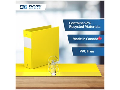 Davis Group Easyview Premium 3" 3-Ring View Binders, Yellow, 6/Pack (8414-05-06)