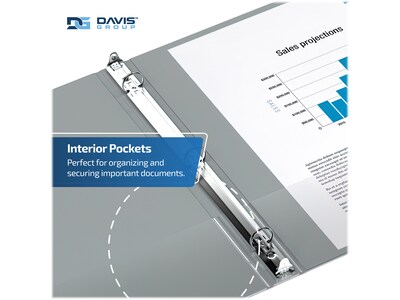 Davis Group Easyview Premium 3" 3-Ring View Binders, Gray, 6/Pack (8414-07-06)
