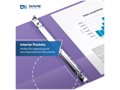 Davis Group Easyview Premium 3" 3-Ring View Binders, Purple, 6/Pack (8414-69-06)