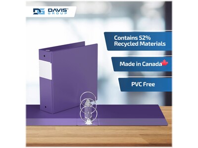 Davis Group Easyview Premium 3" 3-Ring View Binders, Purple, 6/Pack (8414-69-06)