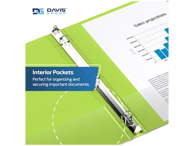 Davis Group Easyview Premium 3" 3-Ring View Binders, Lime Green, 6/Pack (8414-24-06)