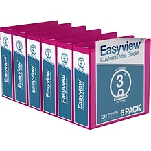 Davis Group Easyview Premium 3 3-Ring View Binders, Pink, 6/Pack (8414-43-06)