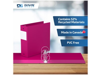 Davis Group Easyview Premium 3" 3-Ring View Binders, Pink, 6/Pack (8414-43-06)