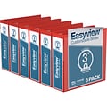 Davis Group Easyview Premium 3 3-Ring View Binders, Red, 6/Pack (8414-03-06)