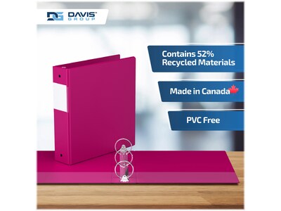 Davis Group Easyview Premium 2" 3-Ring View Binders, Pink, 6/Pack (8413-43-06)